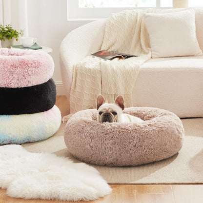 24In Dog&cats for Indoor pets - dog&Cat Bed with Machine Washable, Waterproof Bottom - Grey Fluffy Dog and Cat Calming Cushion Bed for Joint-Relief and Sleep Improvement