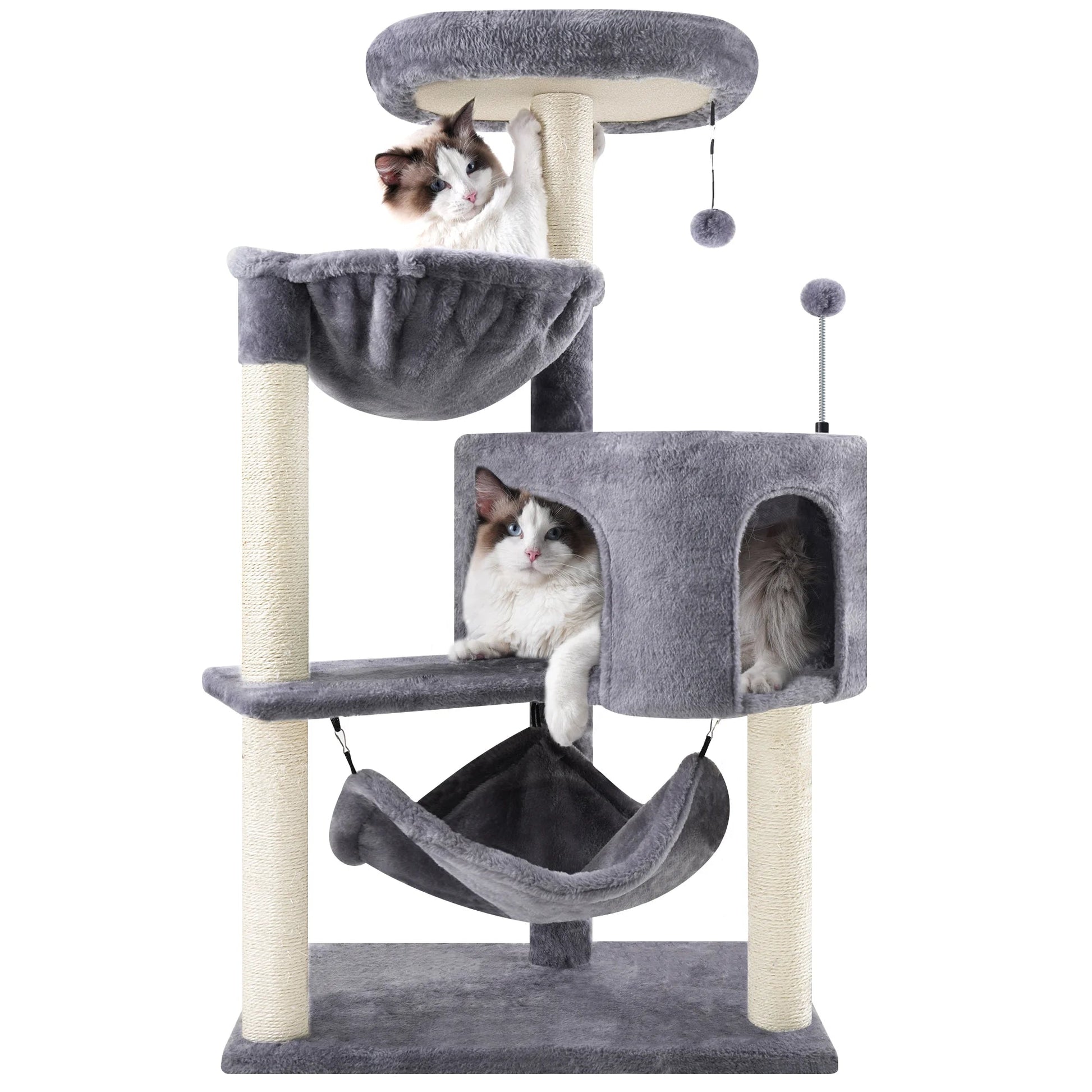 39.37" Cat Tree Cat Tower with Cat Condo and Big Hammock for Indoor Small Cats,Grey