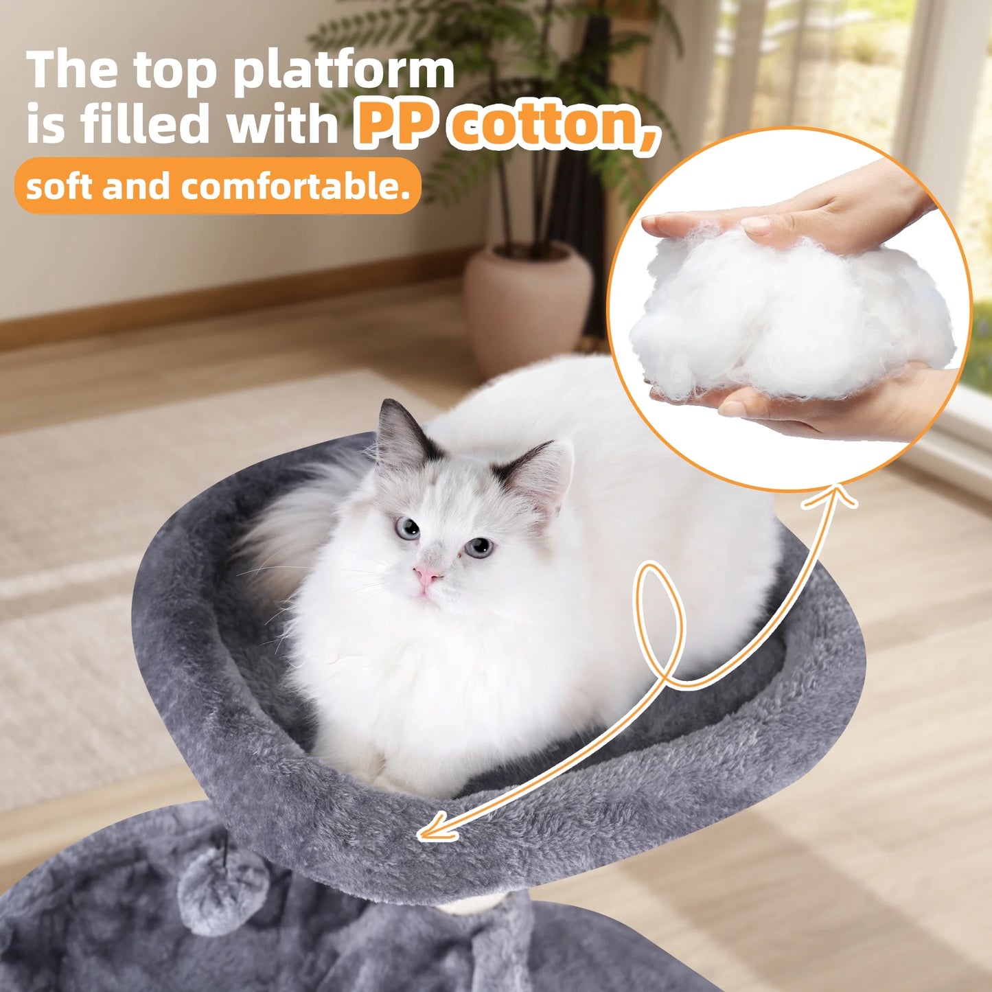 39.37" Cat Tree Cat Tower with Cat Condo and Big Hammock for Indoor Small Cats,Grey