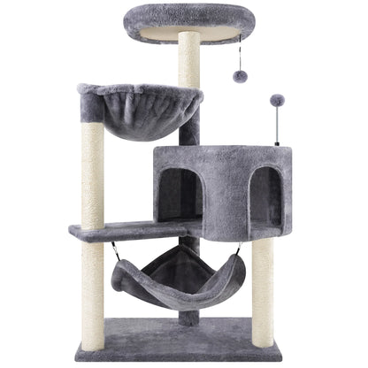 39.37" Cat Tree Cat Tower with Cat Condo and Big Hammock for Indoor Small Cats,Grey