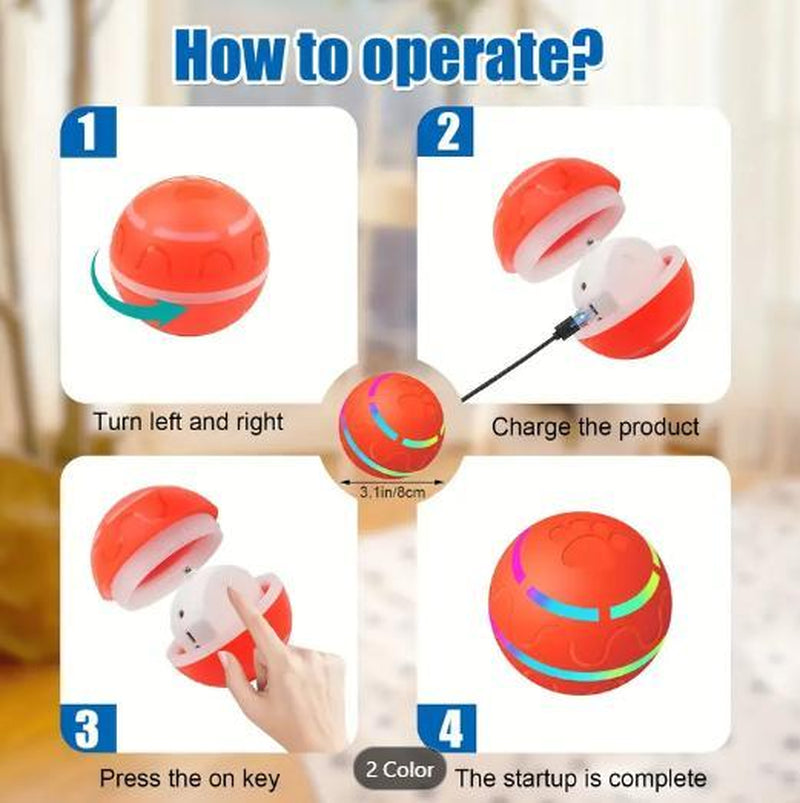 Interactive Dog Toys Dog Ball, Durable Motion Activated Automated Rolling Ball Toys for Dogs and Cats, Small/Medium/Large Dogs, USB Rechargeable