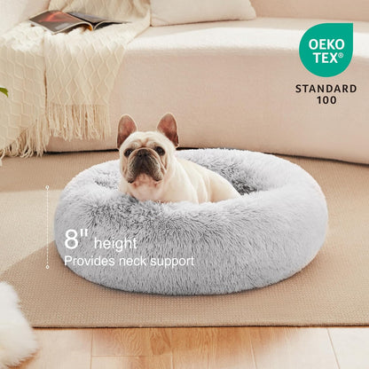 24In Dog&cats for Indoor pets - dog&Cat Bed with Machine Washable, Waterproof Bottom - Grey Fluffy Dog and Cat Calming Cushion Bed for Joint-Relief and Sleep Improvement