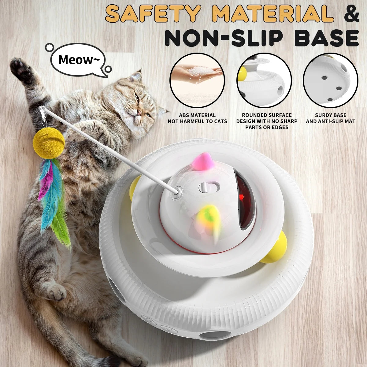 4 in 1 Interactive Cat Toys for Indoor Cats,Cat Laser Toys with 360°Rotation, Interactive Exercise Play Kitten Toy,Automatic Cat Wand Toys,Track Balls,Indoor Exercise Cat Kicker with USB Rechargeable